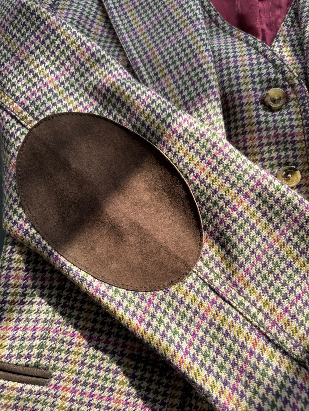 Carolina Herrera Spain Houndstooth Wool Blazer attached Vest multi Suiting lux - Picture 4 of 6